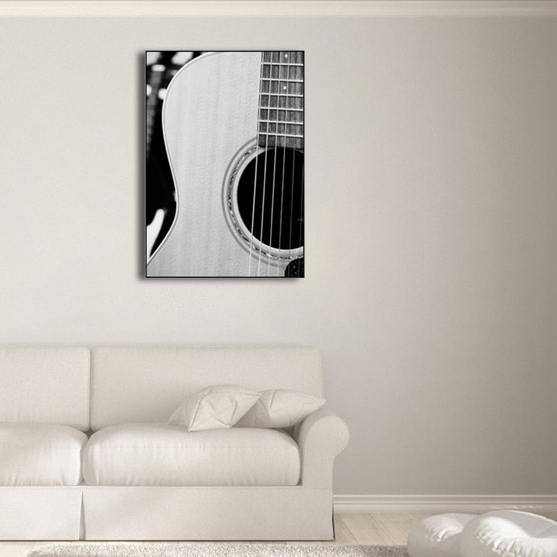 Contemporary Wall Art Grey Photographic Print Guitar Wall Decor for Boys Bedroom