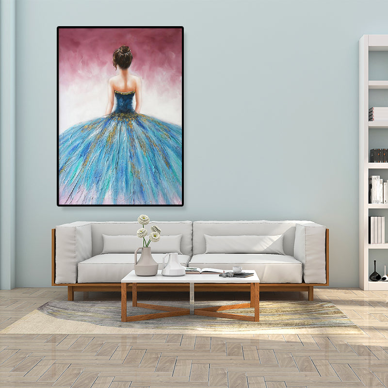 Dressing Maiden Back Scene Canvas Textured Glam Style for Girls Bedroom Wall Art Decor