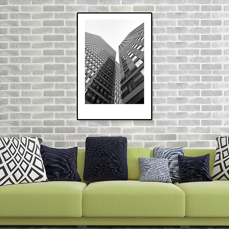 Modern Architecture Wall Art Grey Photo Print Building Canvas for Living Room, Optional Sizes