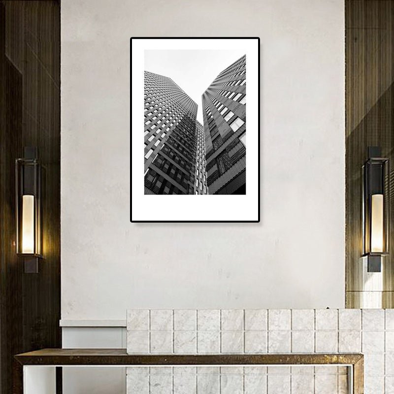 Modern Architecture Wall Art Grey Photo Print Building Canvas for Living Room, Optional Sizes