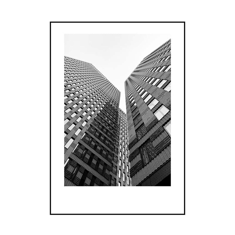 Modern Architecture Wall Art Grey Photo Print Building Canvas for Living Room, Optional Sizes