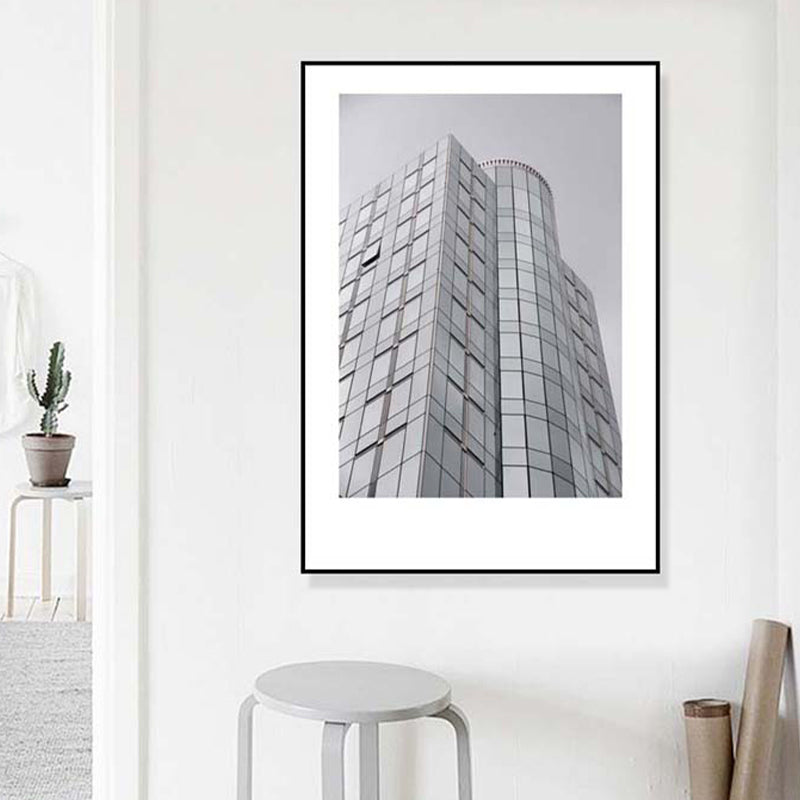 Modern Architecture Wall Art Grey Photo Print Building Canvas for Living Room, Optional Sizes