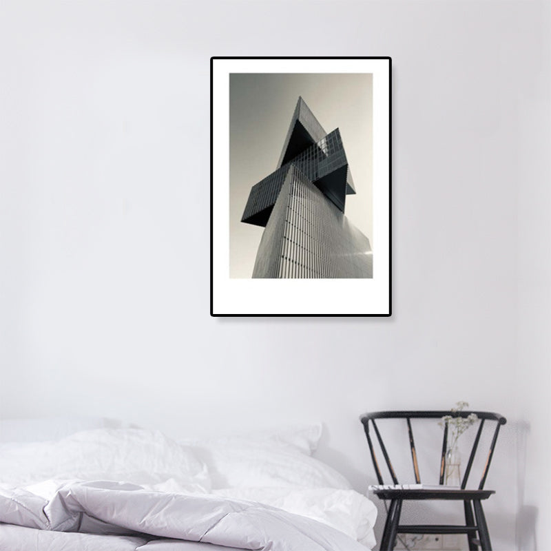 Modern Architecture Wall Art Grey Photo Print Building Canvas for Living Room, Optional Sizes