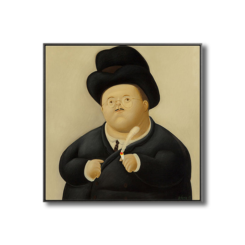 Funny Figure Wall Art House Interior Fernando Botero Drawing Canvas Print in Soft Color