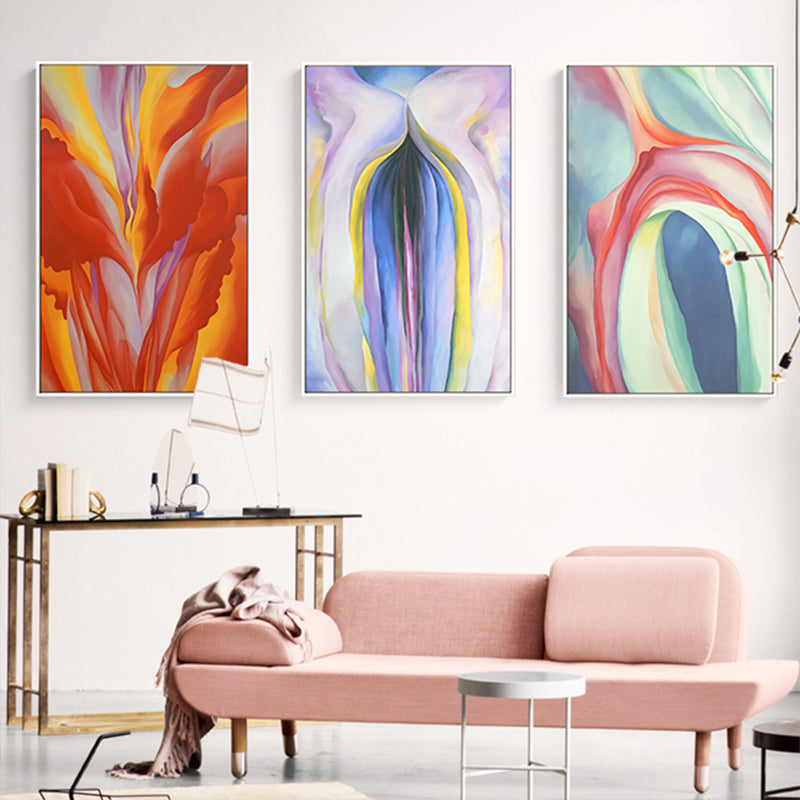 Multicolored Abstract Painting Textured Contemporary Living Room Canvas Wall Art