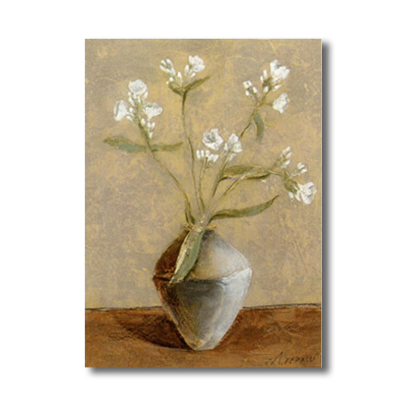 Paintings Vase and Flower Wall Decor Modern Canvas Textured Art Print in Light Color