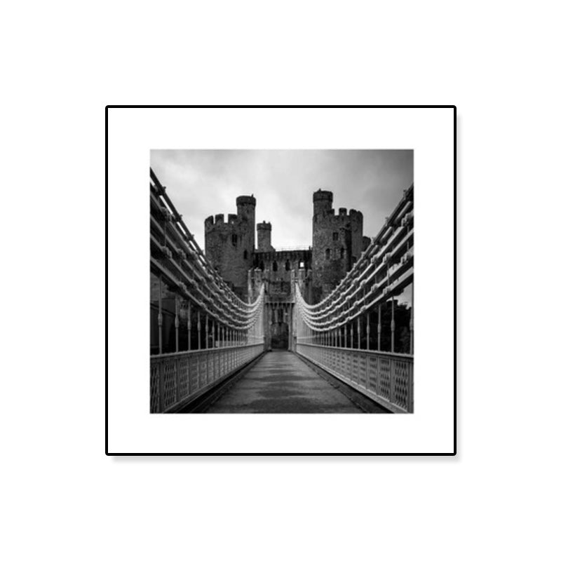 Grey Photo Print Bridge Canvas Western Architecture Modern Textured Wall Art for Home