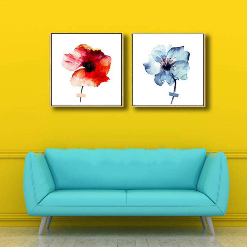 Pastel Color Floral Design Painting Textured Modern Dining Room Canvas Wall Art, Set of 2