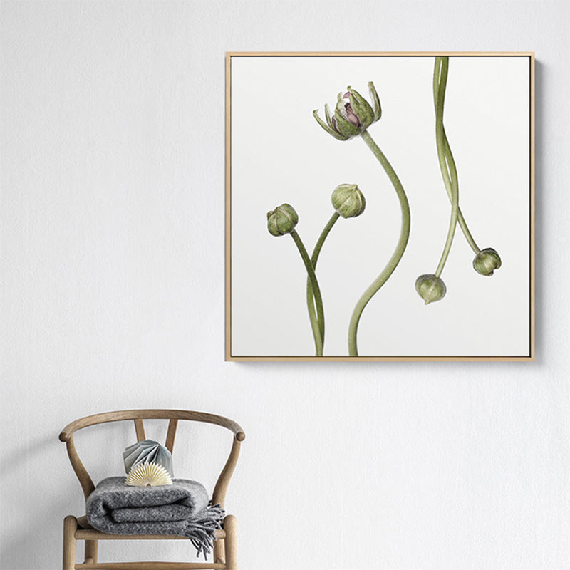 Rural Blossoming Flower Canvas Print Soft Color Textured Wall Art for Sitting Room