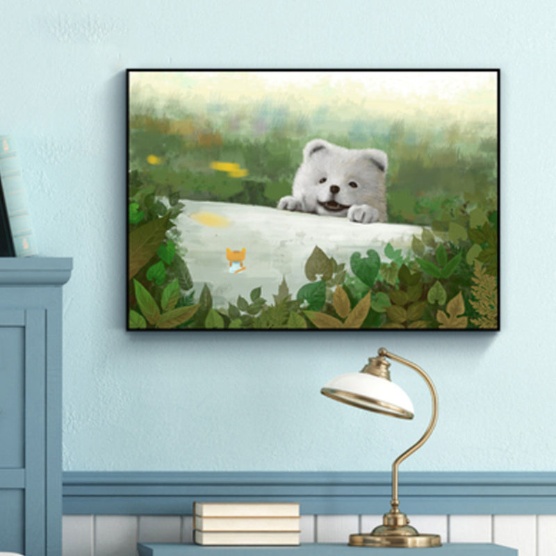 Textured Pastel Color Wrapped Canvas Children's Art Style Animal Pattern Painting