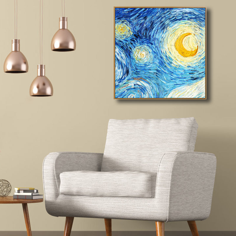 Van Gogh Starry Sky Canvas Art Kids Style Textured Painting Wall Decor for Living Room