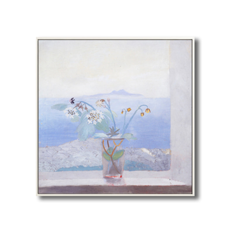 Farmhouse Canvas Wall Art Pastel Color Vase in the Window Painting for Family Room