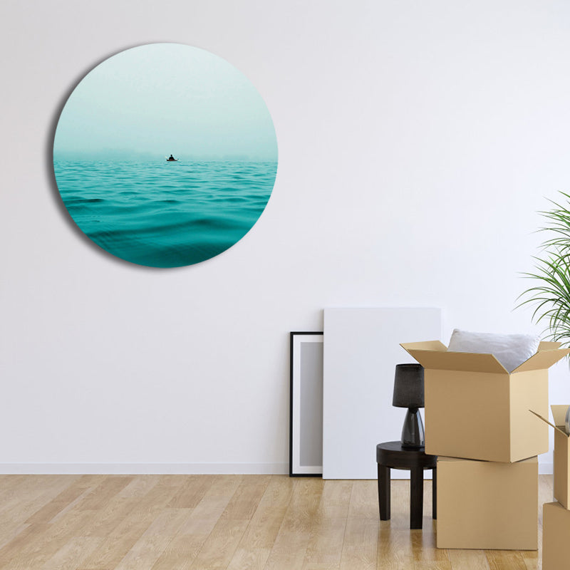 Photo Ocean View Art Print Contemporary Canvas Wall Decor in Soft Color for Play Room