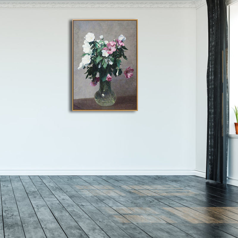 Beautiful Vase of Flowers Art Print Bedroom Still Life Painting in Green, Multiple Sizes Available