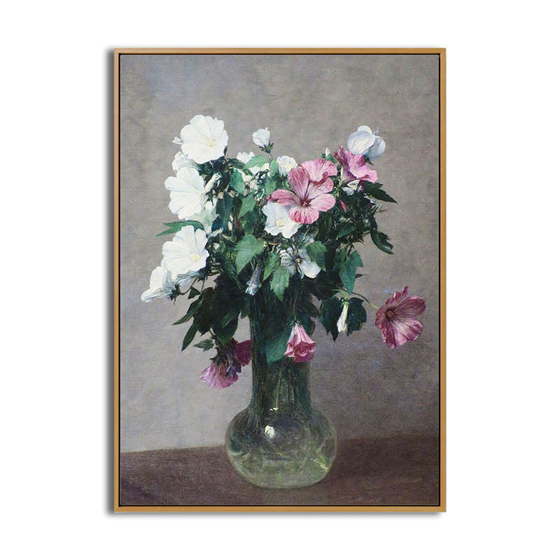 Beautiful Vase of Flowers Art Print Bedroom Still Life Painting in Green, Multiple Sizes Available