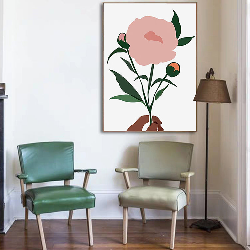 Pastel Color Nordic Style Canvas Print Vase and Flower Wall Art Decor for Kitchen