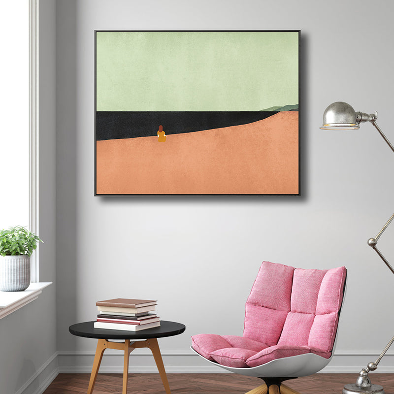 Scandinavian Style Flatland Canvas Print Natural Landscape Wall Art Decor in Light Color