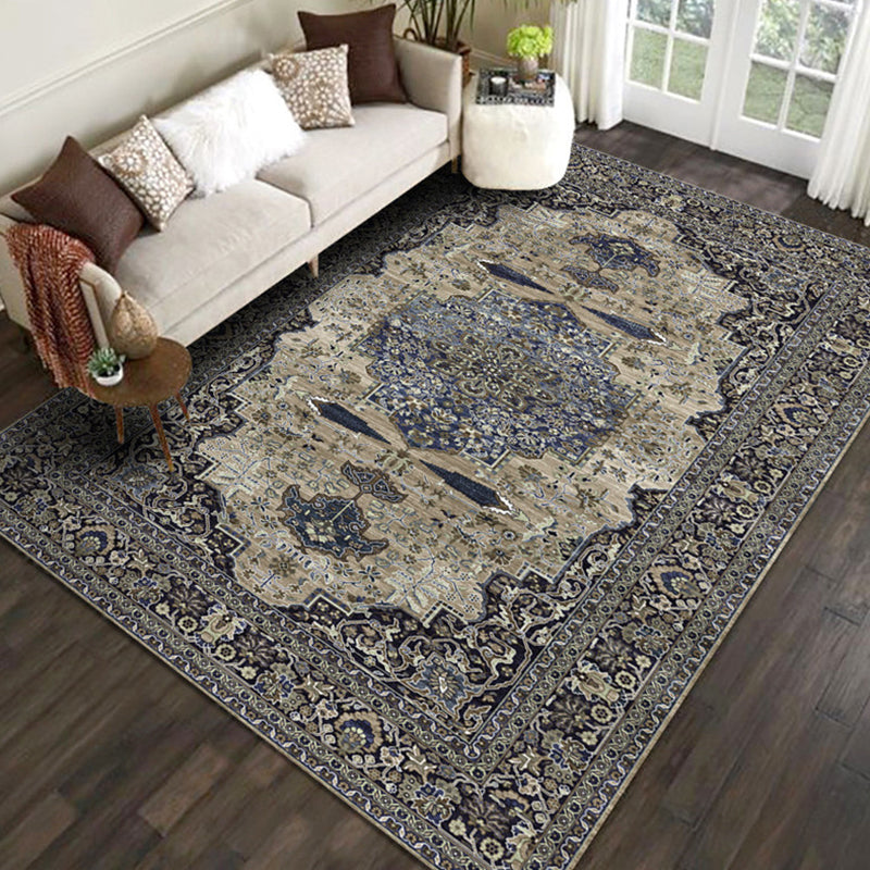 Shabby Chic Flower Pattern Rug Multicolor Polyester Rug Non-Slip Backing Washable Pet Friendly Carpet for Home