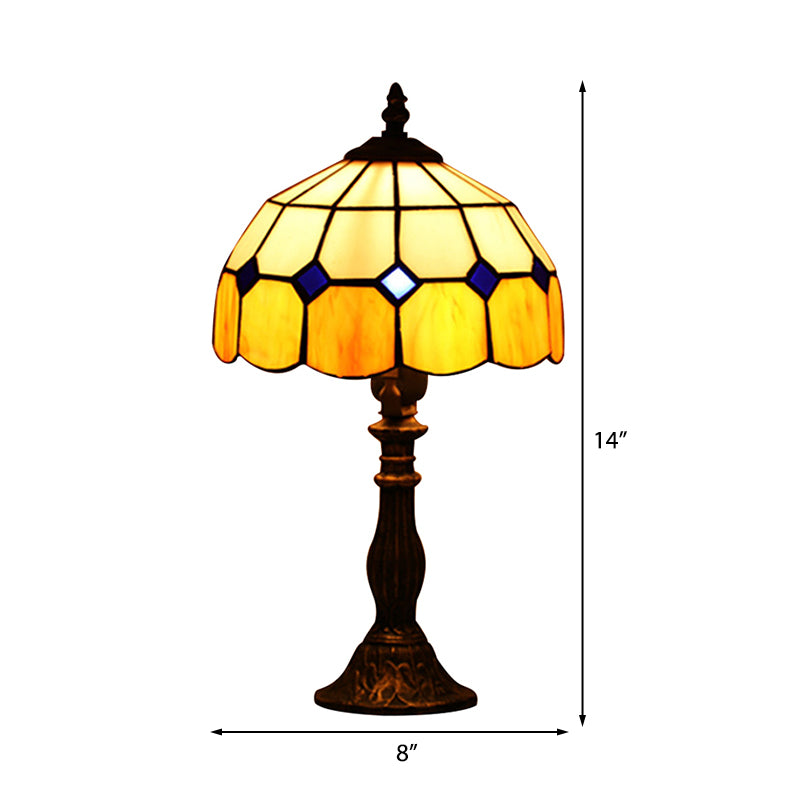 Domed Accent Table Lamp Retro Style Stained Glass 1 Light Decorative Accent Lamp for Bedside