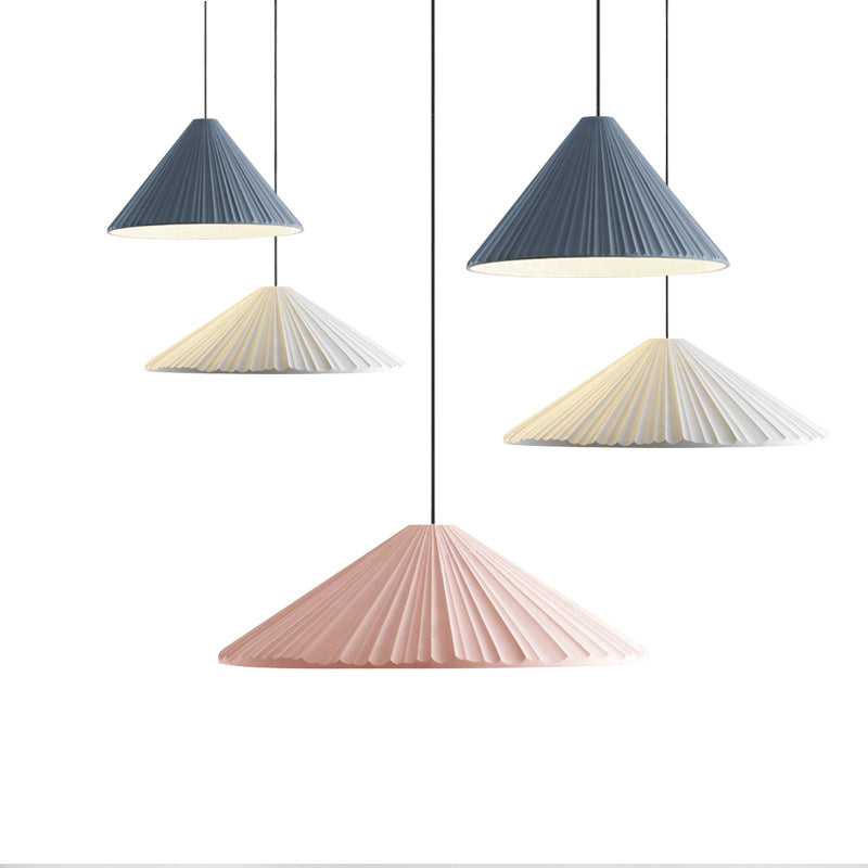 Nordic Style Fold Cone Pendant Light 1 Head Resin Hanging Light for Cafe Restaurant