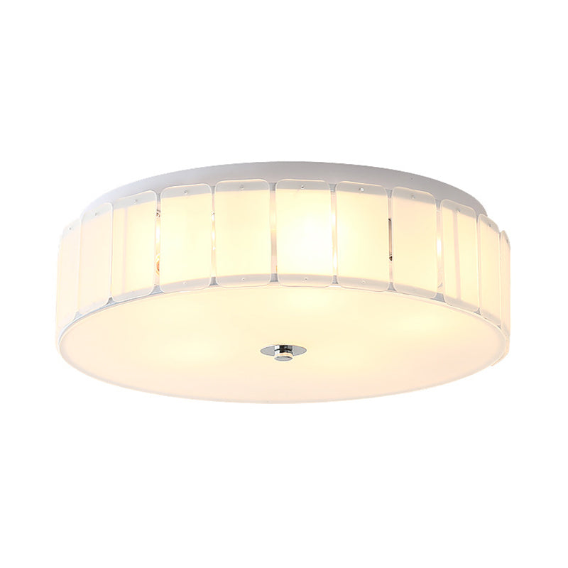 Drum Bedroom Flush Mount Lamp White Glass Modernist Multi Lights Flush Mount Light Fixture