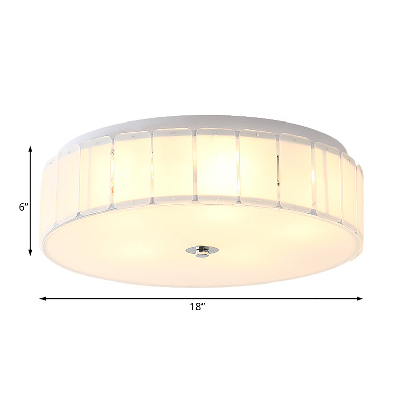 Drum Bedroom Flush Mount Lamp White Glass Modernist Multi Lights Flush Mount Light Fixture