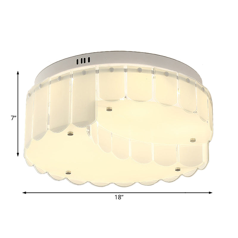 Apparecchio da soffitto modernista per montaggio a incasso in vetro bianco con luci multiple per soggiorno a tamburo