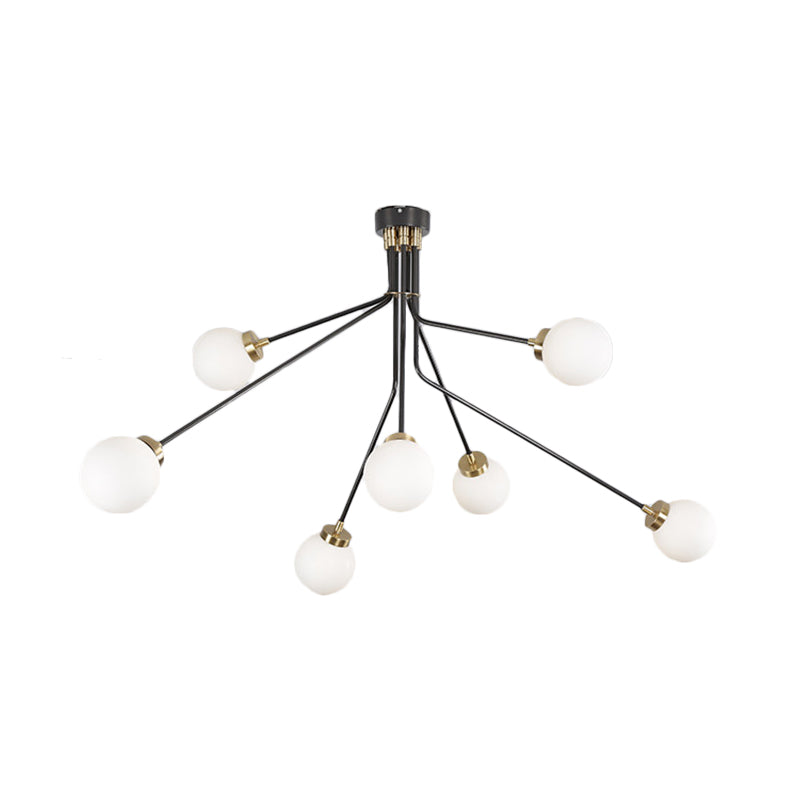 Multiple Rod Metal Semi Flush Lighting Moderne 3/7 Lichter Schwarz halb Flush Deckenlampenvorrichtung für Esszimmer