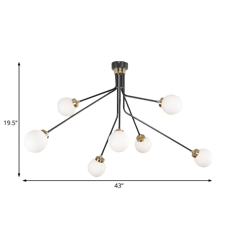 Multiple Rod Metal Semi Flush Lighting Modern 3/7 Lights Black Semi Flush Ceiling Lamp Fixture for Dining Room