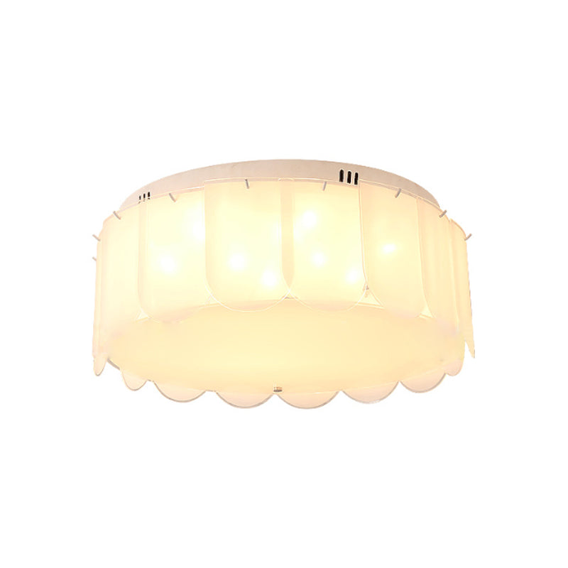 White Glass Drum Flush Mount Lighting Modern Multi Lights Flush Mount Light Fixture for Living Room, 18 "/19.5" Wide