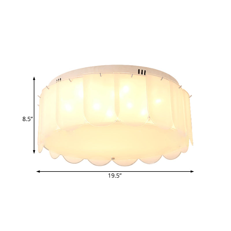 White Glass Drum Flush Mount Lighting Modern Multi Lights Flush Mount Light Fixture for Living Room, 18 "/19.5" Wide