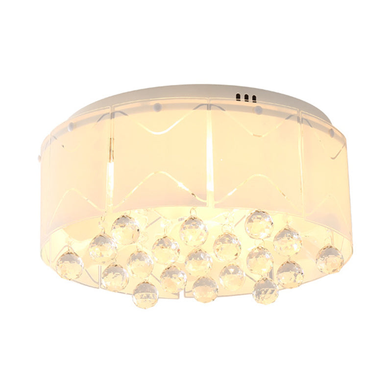 Drum Crystal Flush Mount Lighting Modernist Multi Lights 18"/19.5" Wide White Led Flush Mount Lamp Fixture