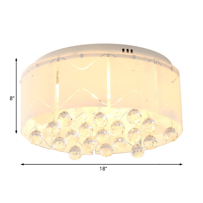 Drum Crystal Flush Mount Lighting Modernist Multi Lights 18"/19.5" Wide White Led Flush Mount Lamp Fixture