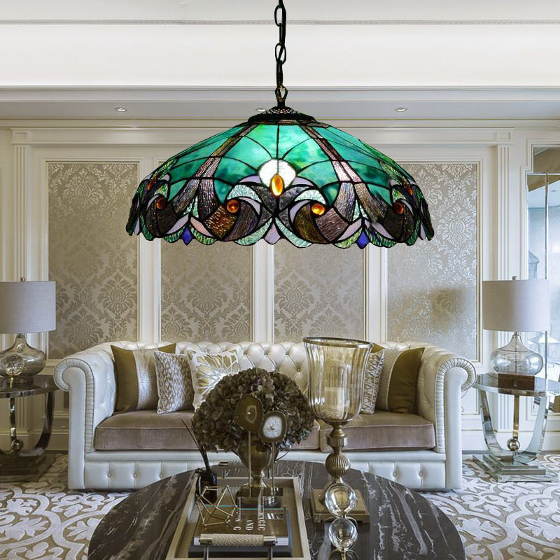 Tiffany Lighting Vidling Glass Luz colgante de 18 "de ancho con cadenas ajustables para sala de estar
