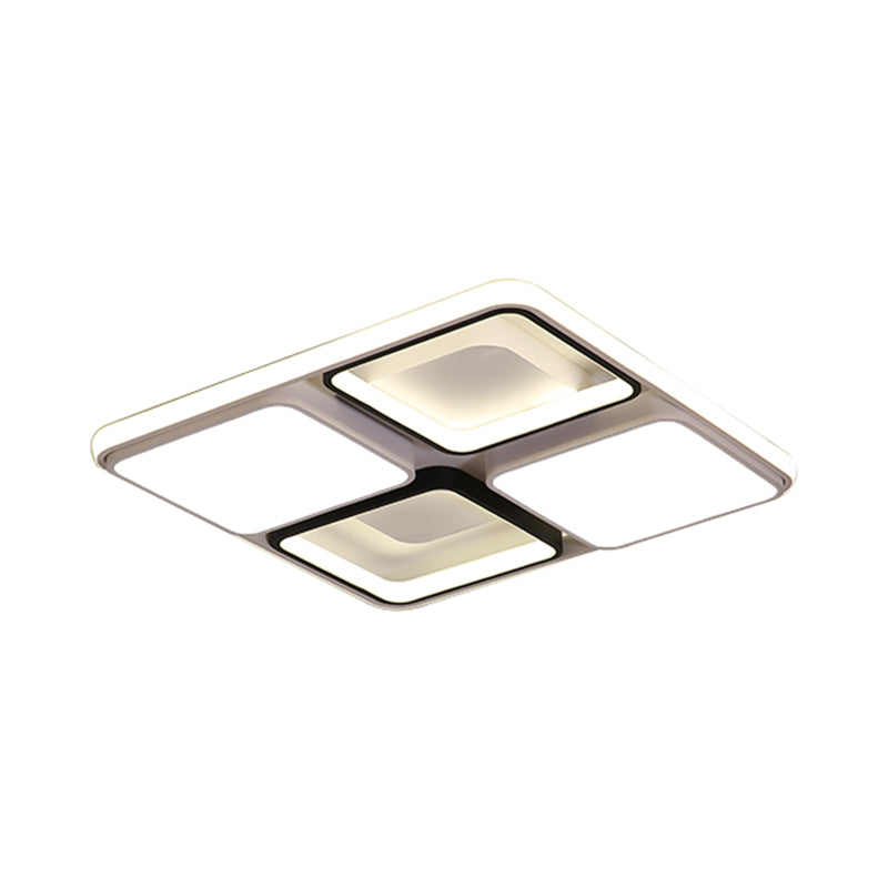 Lampada da incasso quadrata/rettangolare in bianco e nero Moderna lampada a LED da 19,5"/45" in acrilico con montaggio ad incasso in luce bianca/calda