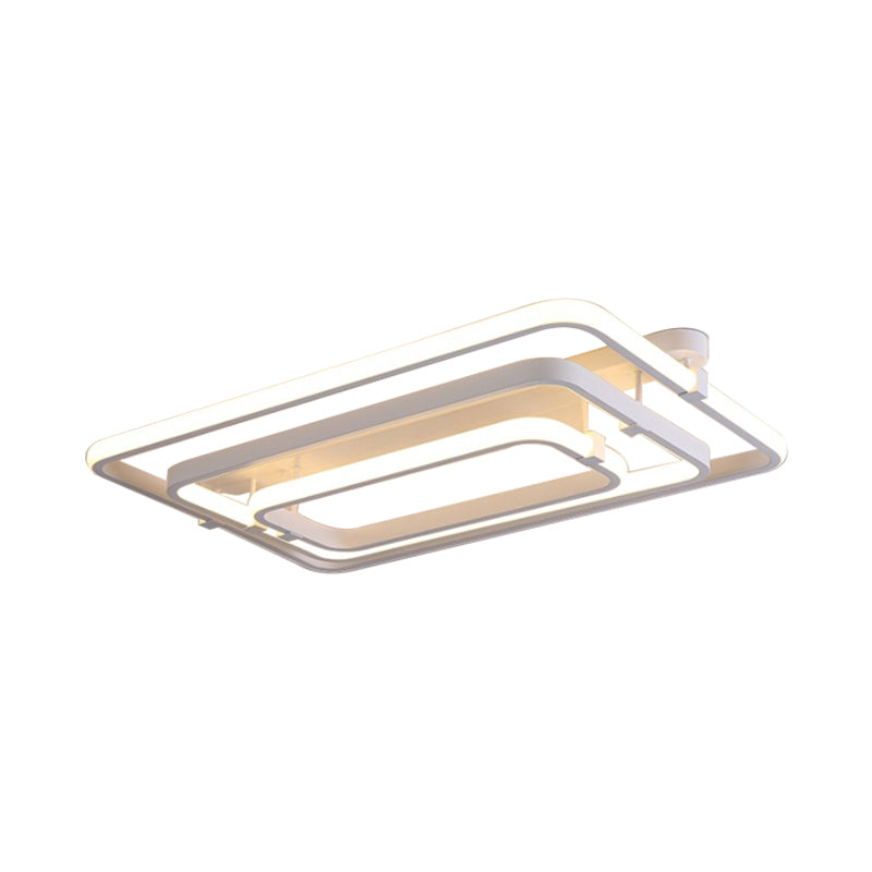 Rectangular Acrylic Semi Flush Modernist 2/3 Lights White Led Semi Flush Mount Ceiling Light Fixture in White/Warm Light