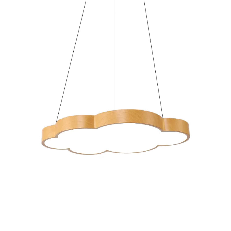 Kids Slim Cloud Pendant Light Acrylic Hanging Light in Beige for Game Room