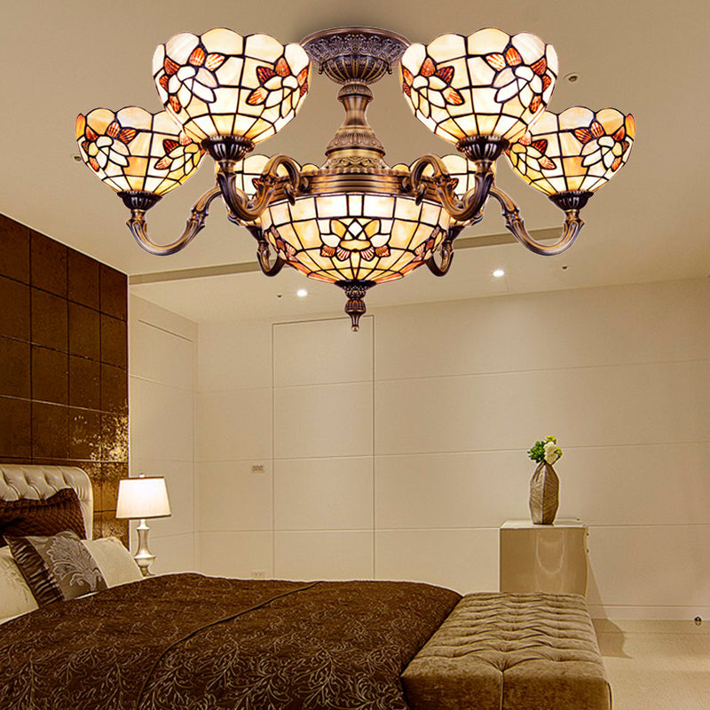 Shell Bell Shade Chandelier Tiffany squisito Luce a sospensione in beige per villa