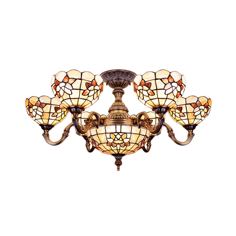 Shell Bell Shade Chandelier Tiffany Exquise Pendant Light en beige pour Villa