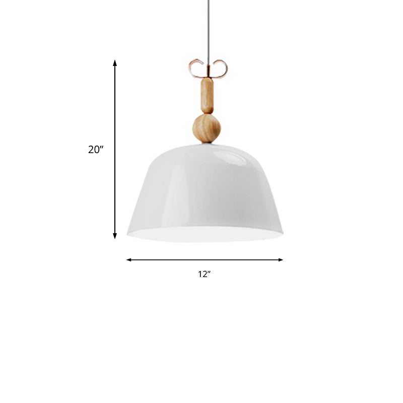 12"/16" Wide Nordic Style Bell Pendant Lighting Metal Single Light Monochrome Hanging Lamp for Kitchen Island