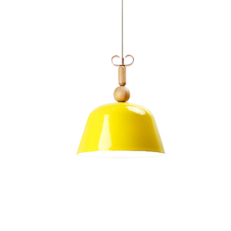 Nordic Bright-Colored Pendant Lamp Bell Shade Single Head Metallic Ceiling Lighting in Blue/Pink/Red/Yellow for Living Room