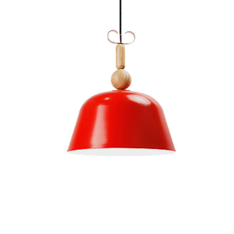 Nordic Bright-Colored Pendant Lamp Bell Shade Single Head Metallic Ceiling Lighting in Blue/Pink/Red/Yellow for Living Room