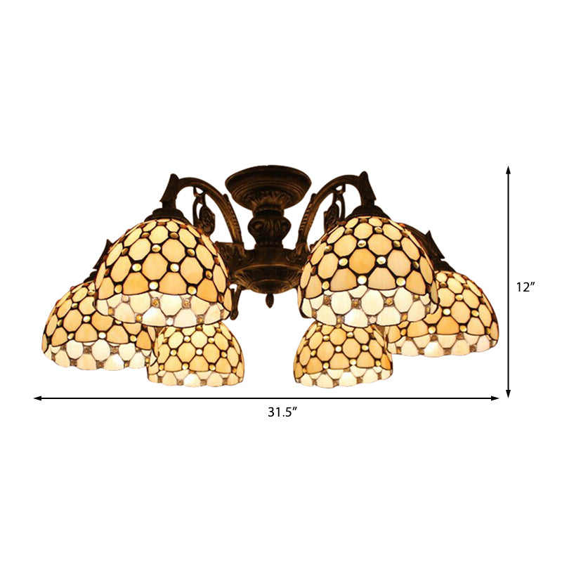 Ciotola gialla Apparecchiatura a soffitto sospeso Country in vetro colorato lampadario appeso per sala da pranzo