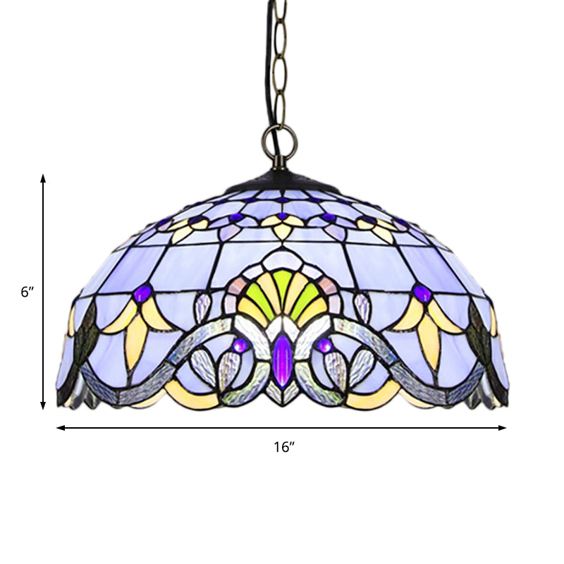 Dome Shade Pendant Lighting Fixtures Victorian Stained Glass Single Light Ceiling Light