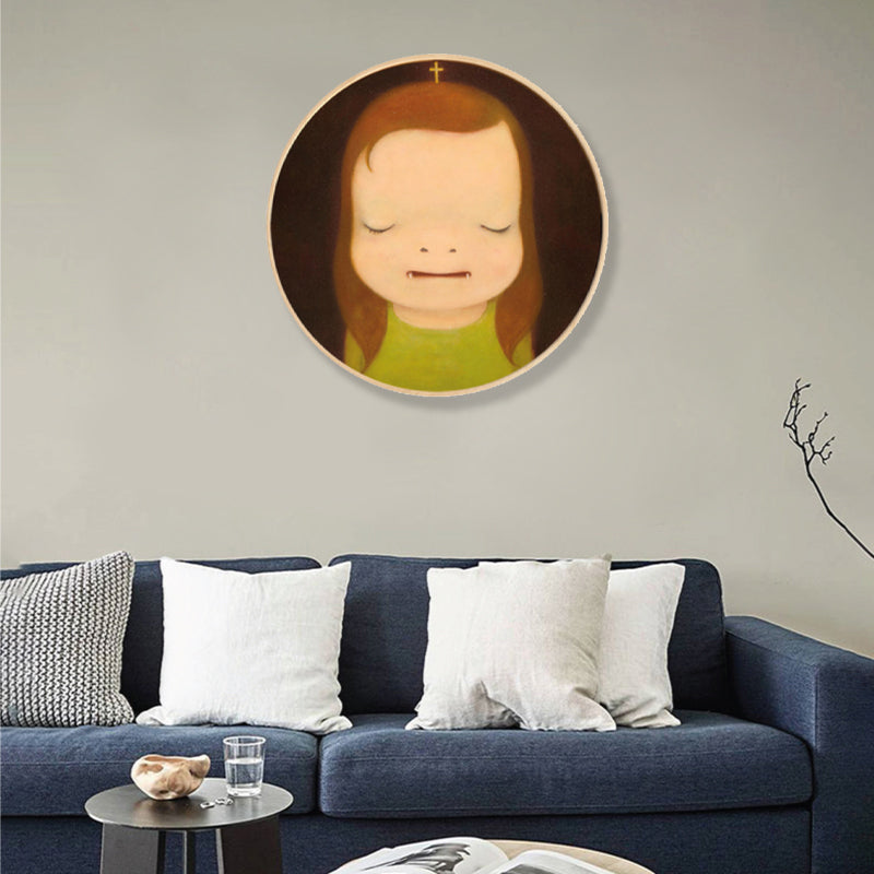 Soft Color Cartoon Kids Painting Figure Modern Art Textured Canvas for House Interior