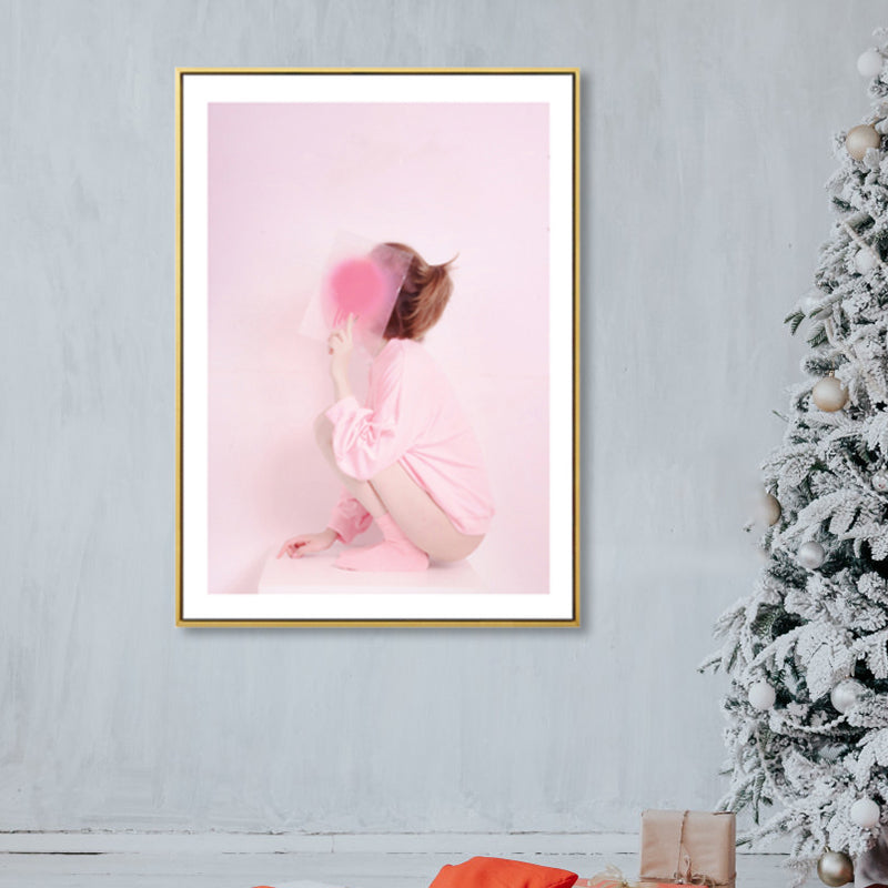 Nordic Canvas Wall Art Pink Photo Print Girl Wall Decor, Multiple Sizes Available