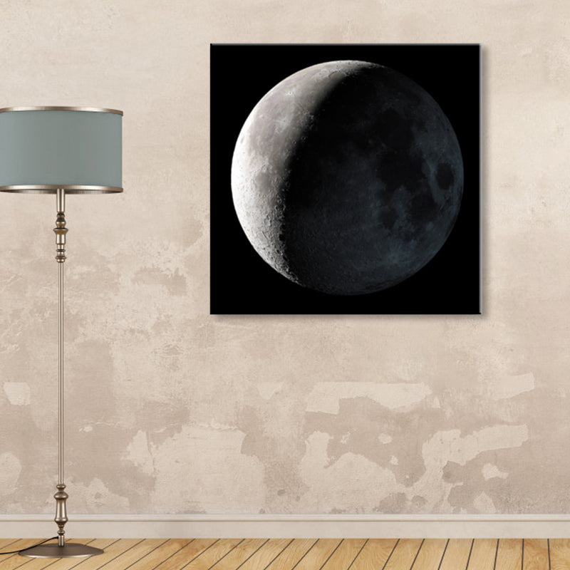 Mysterious Planet Painting Light Color Contemporary Wrapped Canvas for Family Room