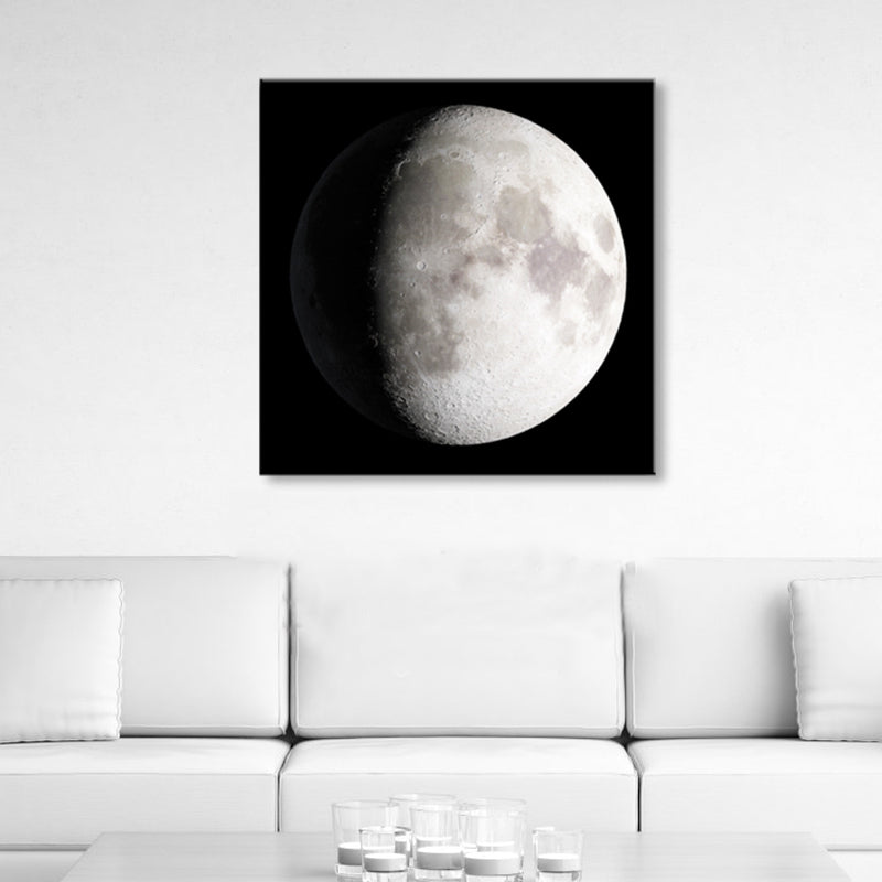 Mysterious Planet Painting Light Color Contemporary Wrapped Canvas for Family Room