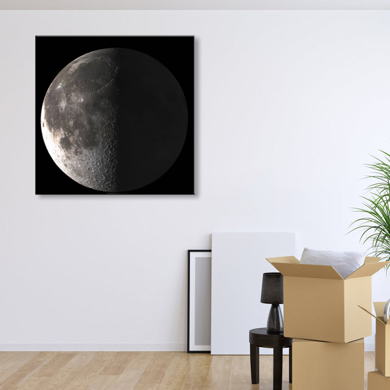 Mysterious Planet Painting Light Color Contemporary Wrapped Canvas for Family Room