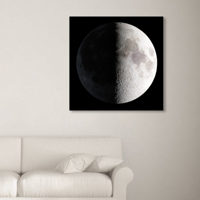 Mysterious Planet Painting Light Color Contemporary Wrapped Canvas for Family Room